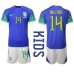 Brasilien Eder Militao #14 Replika Babykläder Borta matchkläder barn VM 2022 Korta ärmar (+ Korta byxor)